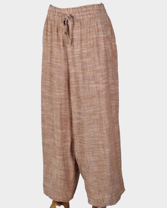 Pantaloni culotte Avella blend de in și vâscoză roz pudrat [2]