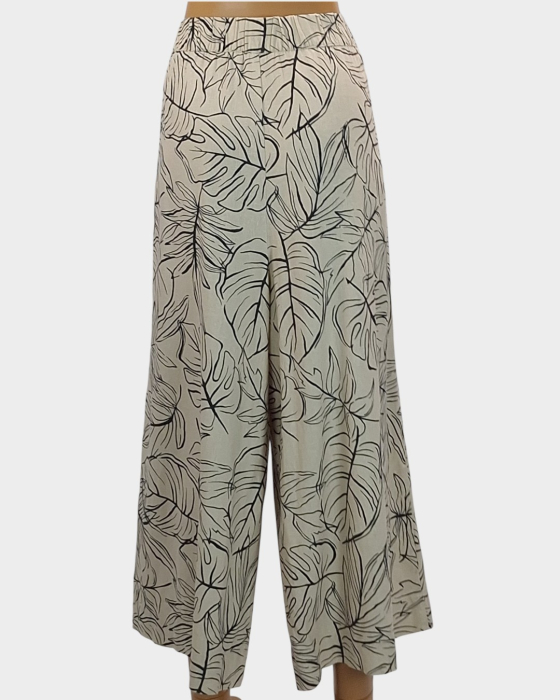 Pantaloni largi ANKO din in și vâscoză cu imprimeu tropical – XXL [3]