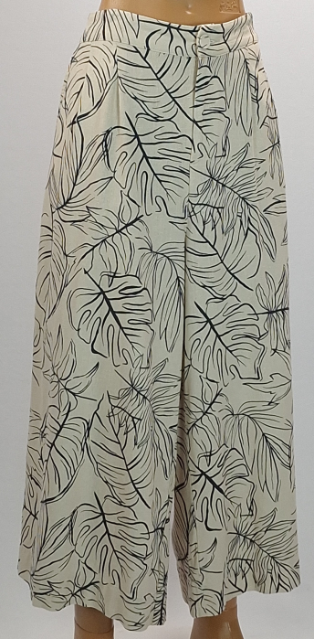 Pantaloni largi ANKO din in și vâscoză cu imprimeu tropical – XXL [4]