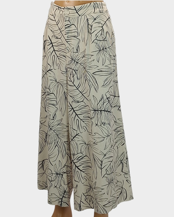 Pantaloni largi ANKO din in și vâscoză cu imprimeu tropical – XXL [2]