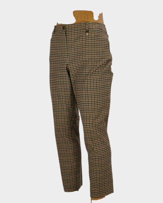 Pantaloni Luisa Spagnoli bumbac carouri bej verde maro [2]