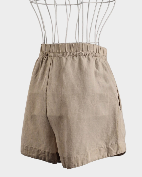 Pantaloni scurti H&M din in si vascoza bej [3]