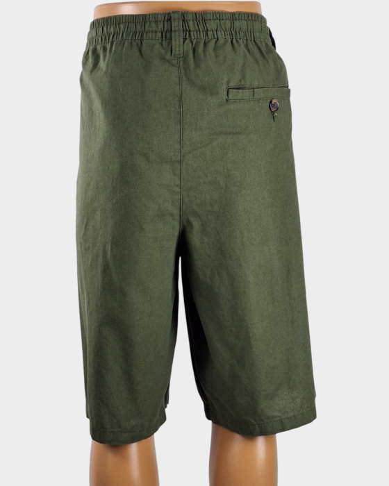 Pantaloni scurți UP2 Fashion verde olive din bumbac și in [3]