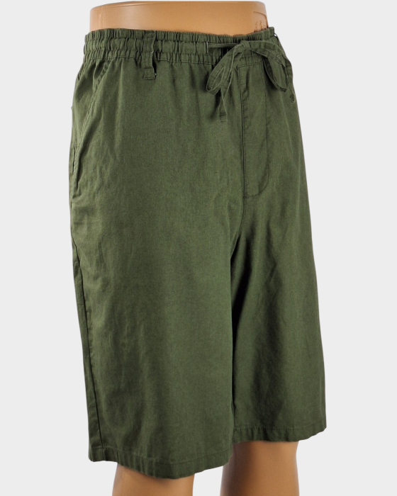 Pantaloni scurți UP2 Fashion verde olive din bumbac și in [4]
