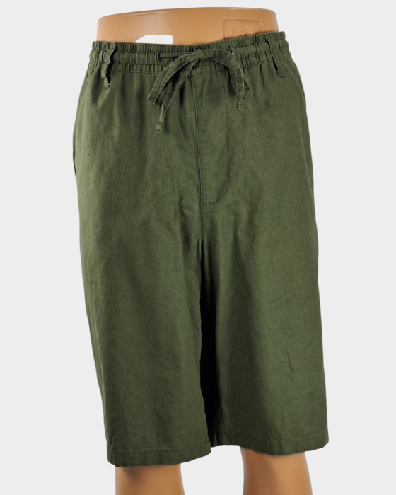 Pantaloni scurți UP2 Fashion verde olive din bumbac și in [2]