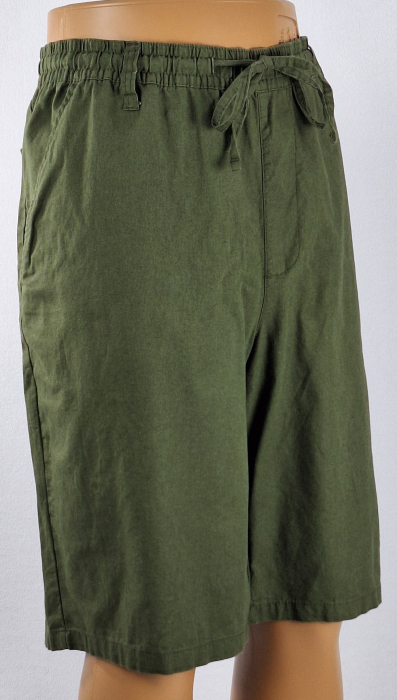 Pantaloni scurți UP2 Fashion verde olive din bumbac și in [4]
