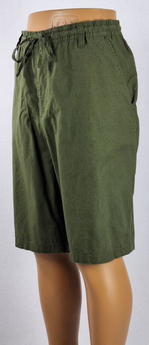 Pantaloni scurți UP2 Fashion verde olive din bumbac și in [2]