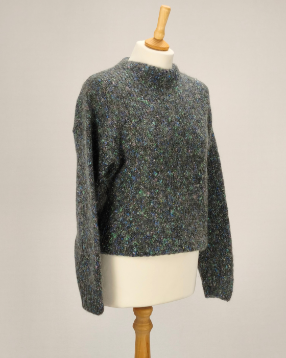 Pulover Gröben gri 30% mohair cu fir metalic M–L [4]