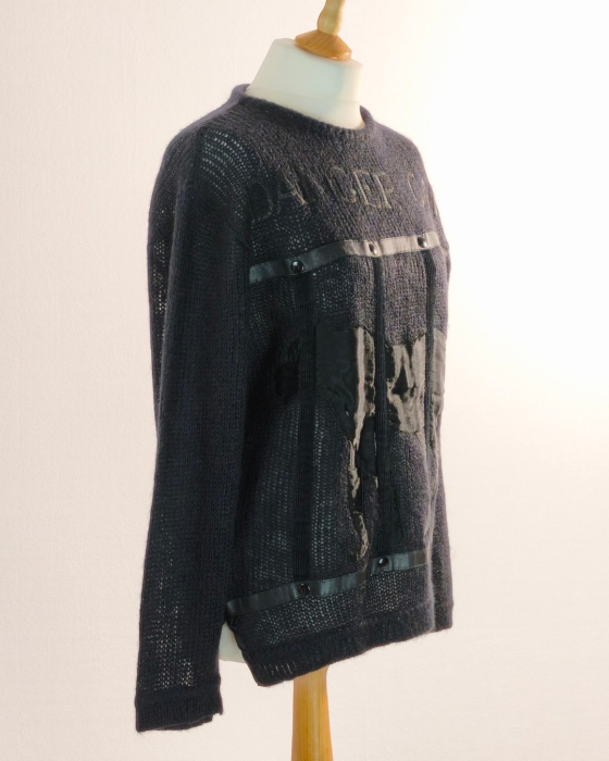 Pulover Iceberg Danger Cat negru 67% mohair lână și piele L [4]
