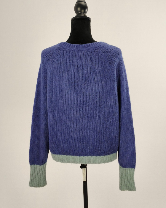 Pulover MAX&Co. by Max Mara indigo cu margini bleu, blend mohair și lână M [3]