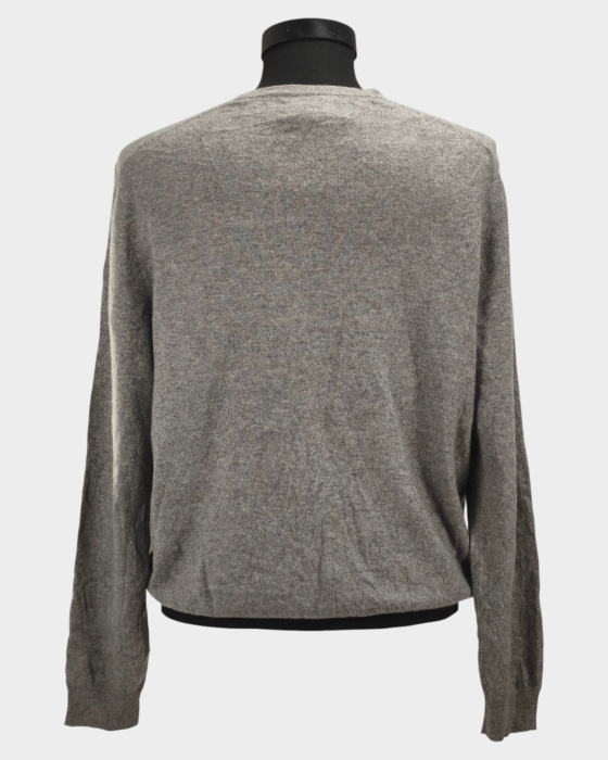Pulover Reserve gri melanj din 100% cașmir cu decolteu în V XL [3]
