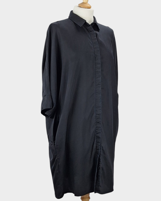 Caramia – Rochie-cămașă NA-KD 100% lyocell negru oversize [4]