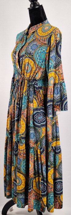 Rochie maxi Made in Italy 100 vascoza imprimeu ornamental multicolor M-L [3]