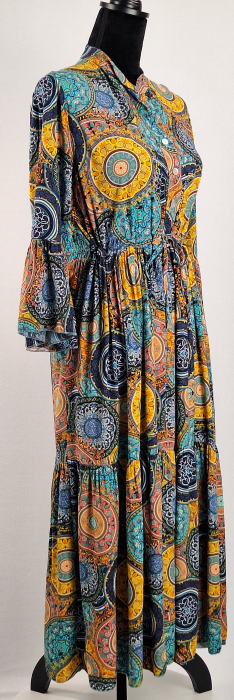 Rochie maxi Made in Italy 100 vascoza imprimeu ornamental multicolor M-L [4]