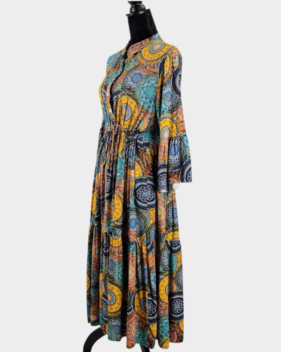 Rochie maxi Made in Italy 100 vascoza imprimeu ornamental multicolor M-L [4]