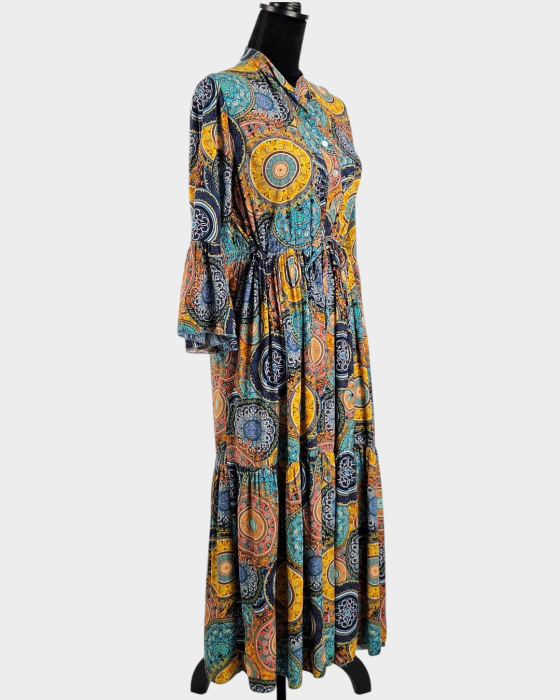 Rochie maxi Made in Italy 100 vascoza imprimeu ornamental multicolor M-L [6]