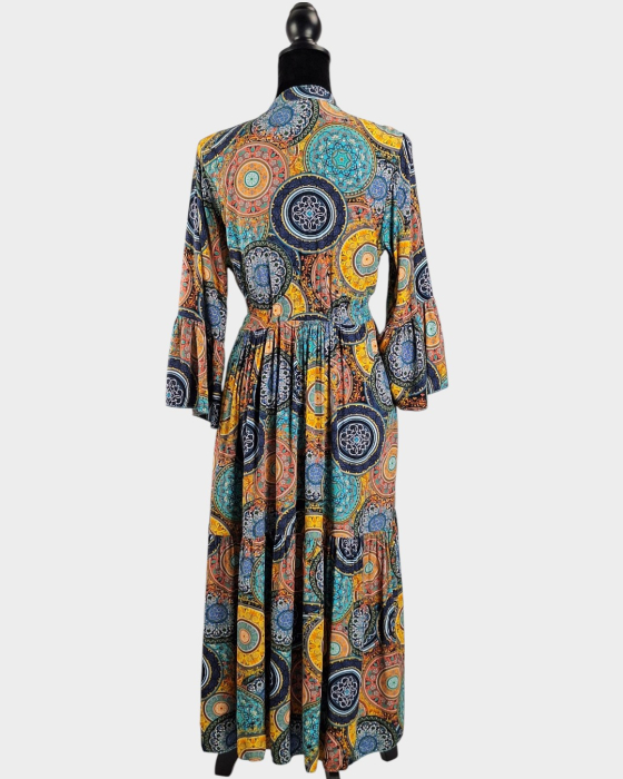 Rochie maxi Made in Italy 100 vascoza imprimeu ornamental multicolor M-L [5]