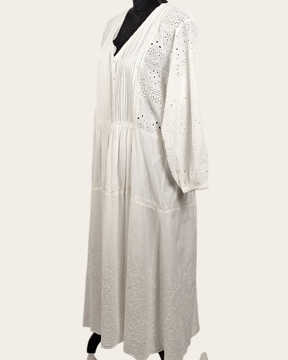 Rochie maxi Zara din bumbac alb cu broderie anglaise [3]