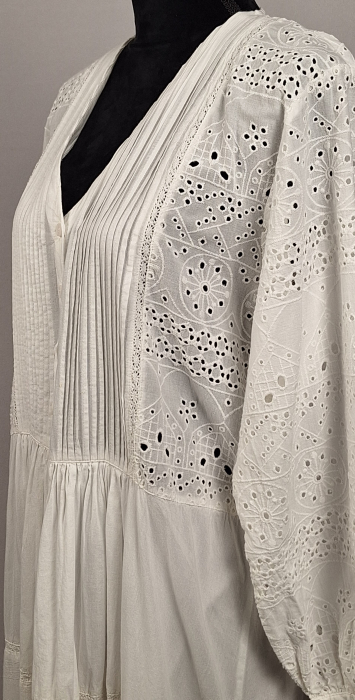 Rochie maxi Zara din bumbac alb cu broderie anglaise [6]