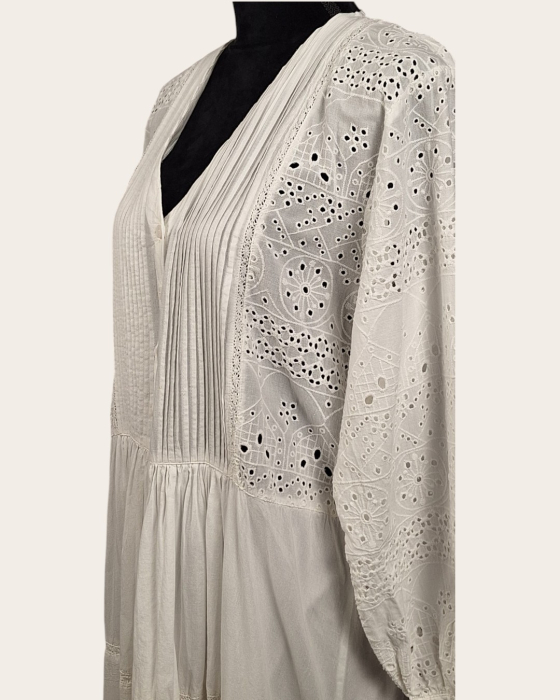 Rochie maxi Zara din bumbac alb cu broderie anglaise [2]