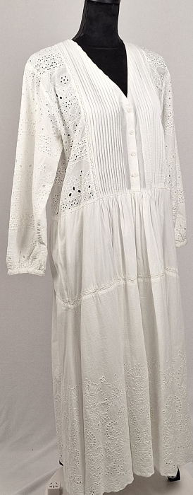 Rochie maxi Zara din bumbac alb cu broderie anglaise [3]