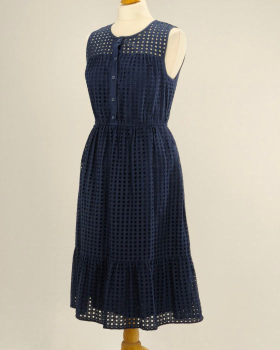 Rochie midi bleumarin bumbac 100% eyelet mărime S Caramia [2]