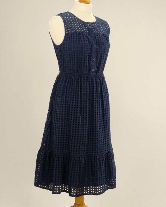Rochie midi bleumarin bumbac 100% eyelet mărime S Caramia [4]