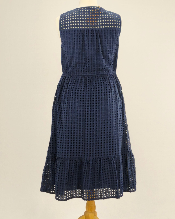 Rochie midi bleumarin bumbac 100% eyelet mărime S Caramia [3]