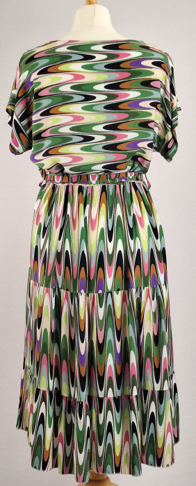 Rochie midi Made in Italy 100 vascoza imprimeu abstract retro M-L [5]