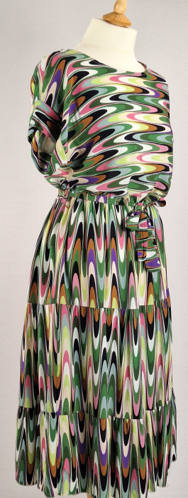 Rochie midi Made in Italy 100 vascoza imprimeu abstract retro M-L [4]