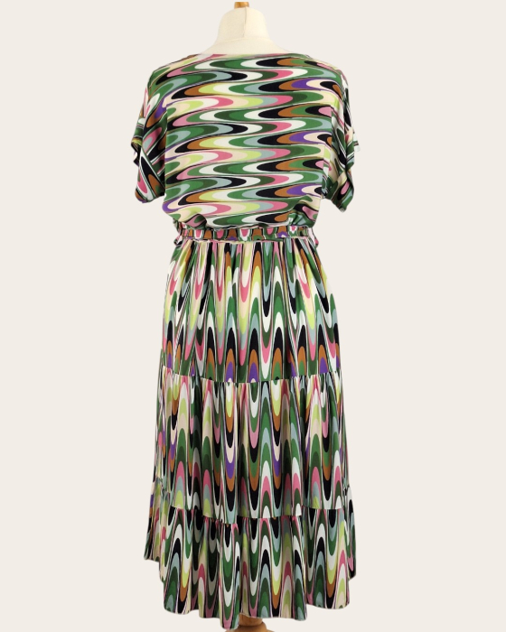 Rochie midi Made in Italy 100 vascoza imprimeu abstract retro M-L [4]