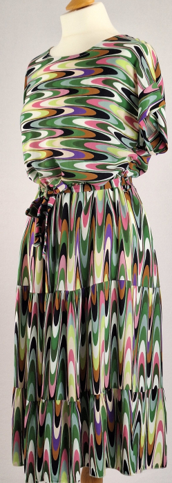 Rochie midi Made in Italy 100 vascoza imprimeu abstract retro M-L [3]