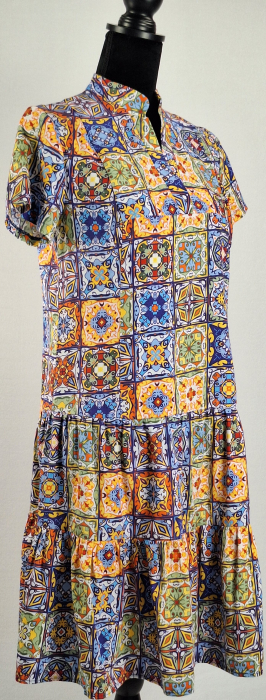 Rochie midi Vanda 100 bumbac imprimeu majolica marimea 38 [4]