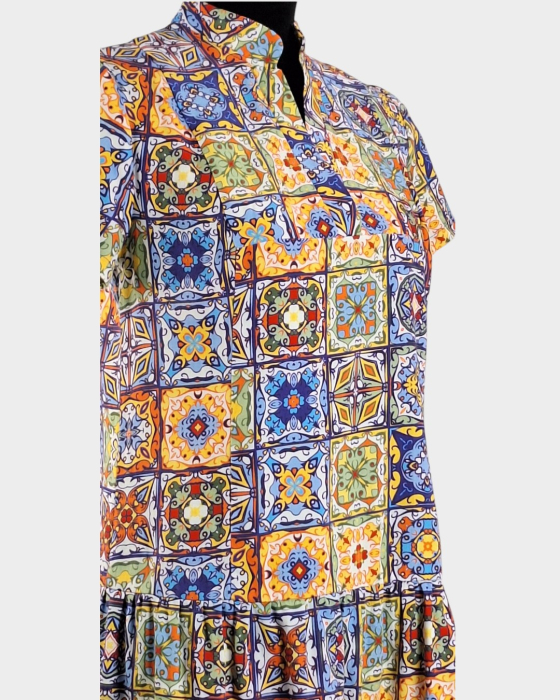 Rochie midi Vanda 100 bumbac imprimeu majolica marimea 38 [2]