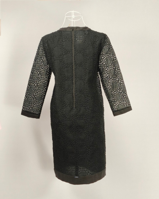Rochie ’S Max Mara neagră dantelă texturată mătase ramie mărimea 38 [4]