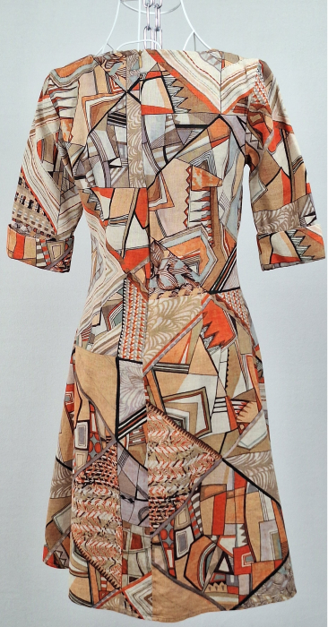 Rochie Vanda 100% bumbac cu imprimeu geometric artistic [3]