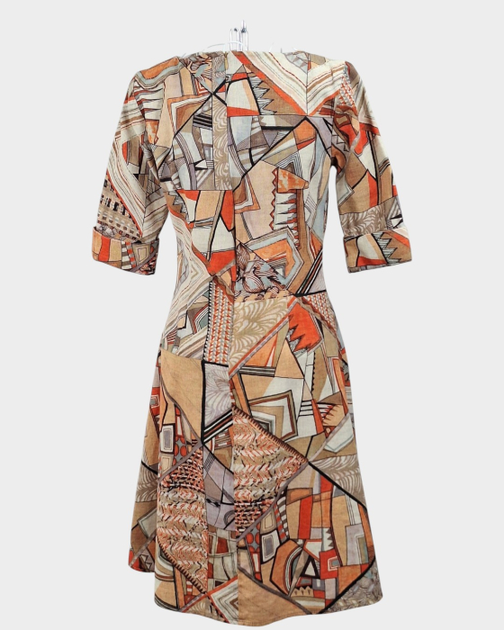 Rochie Vanda 100% bumbac cu imprimeu geometric artistic [3]