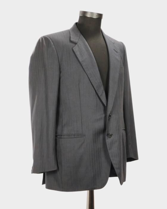 Sacou Aquascutum of London din lână Super 100’s bleumarin cu dungi fine albe [4]