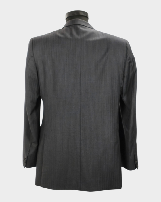 Sacou Aquascutum of London din lână Super 100’s bleumarin cu dungi fine albe [3]