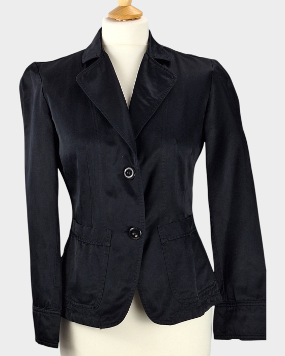 Sacou premium Max&Co. Made in Italy negru din bumbac și vâscoză [2]