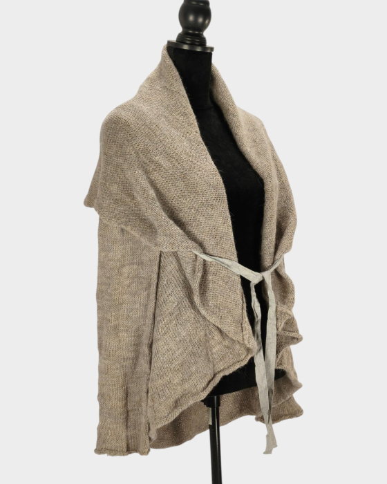Blazer SixtyDays grej cu lână și mohair, croială circulară și guler șal, M [4]