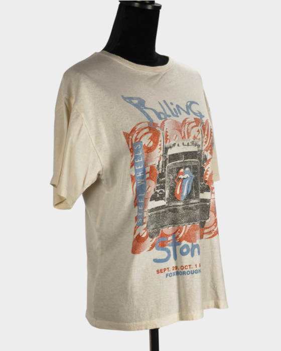 Tricou crem The Rolling Stones Steel Wheels 100% bumbac XS oversize [4]