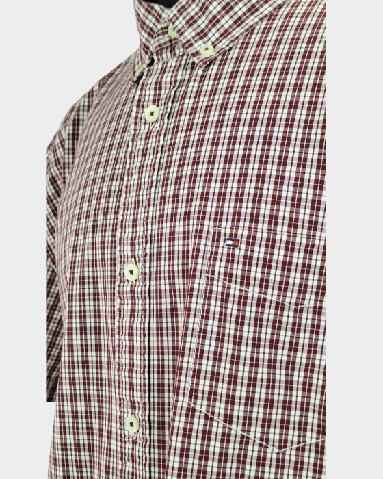 Cămașă Tommy Hilfiger Classic Fit 100% bumbac în carouri bordo, alb și gri [3]