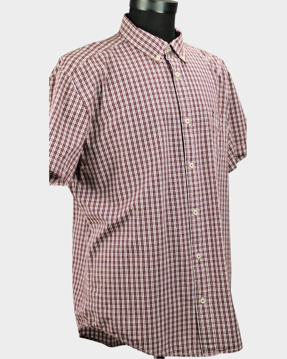 Cămașă Tommy Hilfiger Classic Fit 100% bumbac în carouri bordo, alb și gri [5]