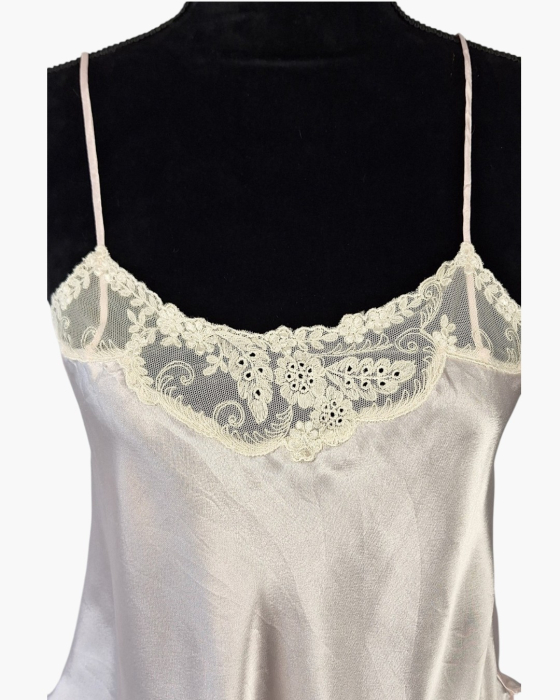 Top Victoria's Secret 100% mătase naturală roz pudrat cu dantelă M [2]