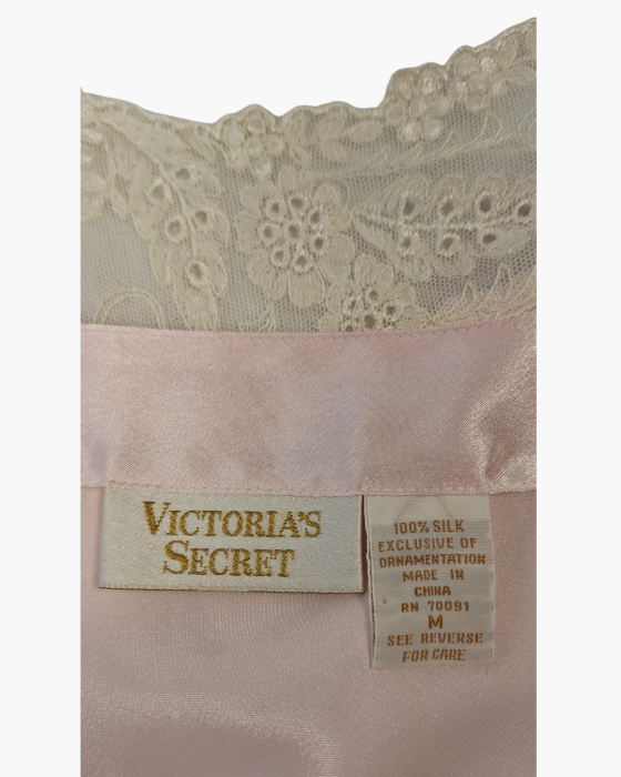 Top Victoria's Secret 100% mătase naturală roz pudrat cu dantelă M [3]