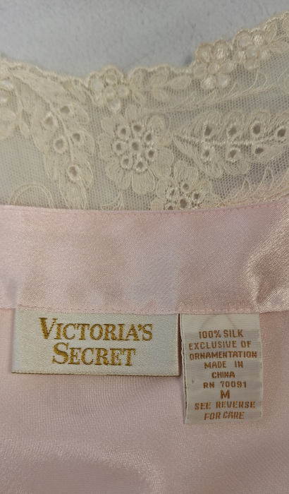 Top Victoria's Secret 100% mătase naturală roz pudrat cu dantelă M [5]