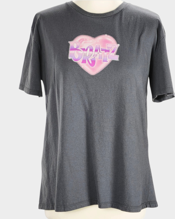 Tricou Bratz gri antracit bumbac imprimeu roz mov L XL [2]