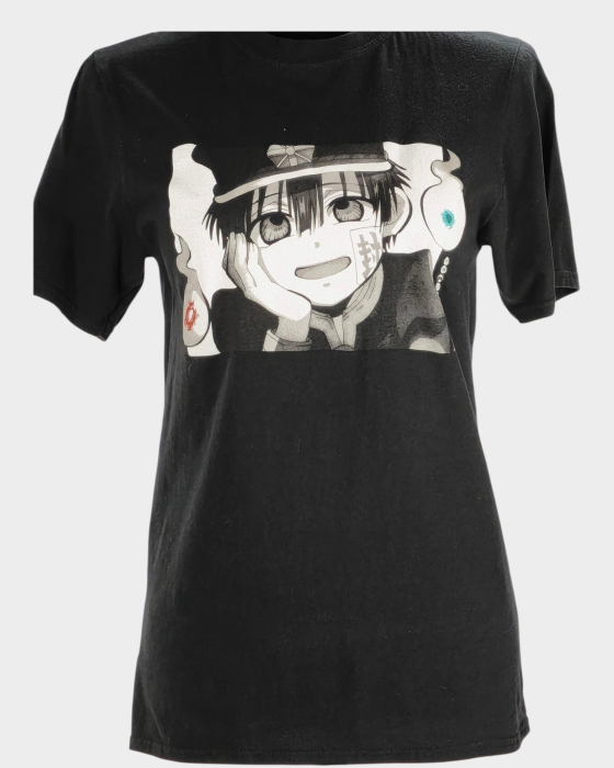Tricou negru 100% bumbac Hanako-kun imprimeu manga [2]