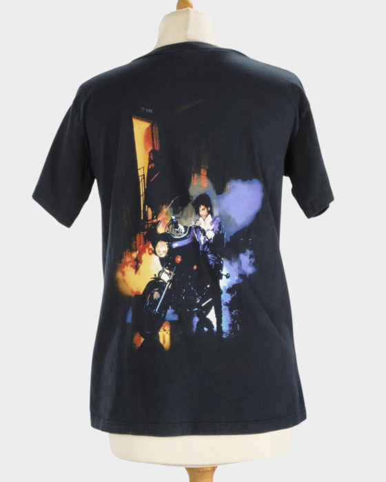 Tricou Prince Purple Rain negru bumbac imprimeu față-verso S–M [5]